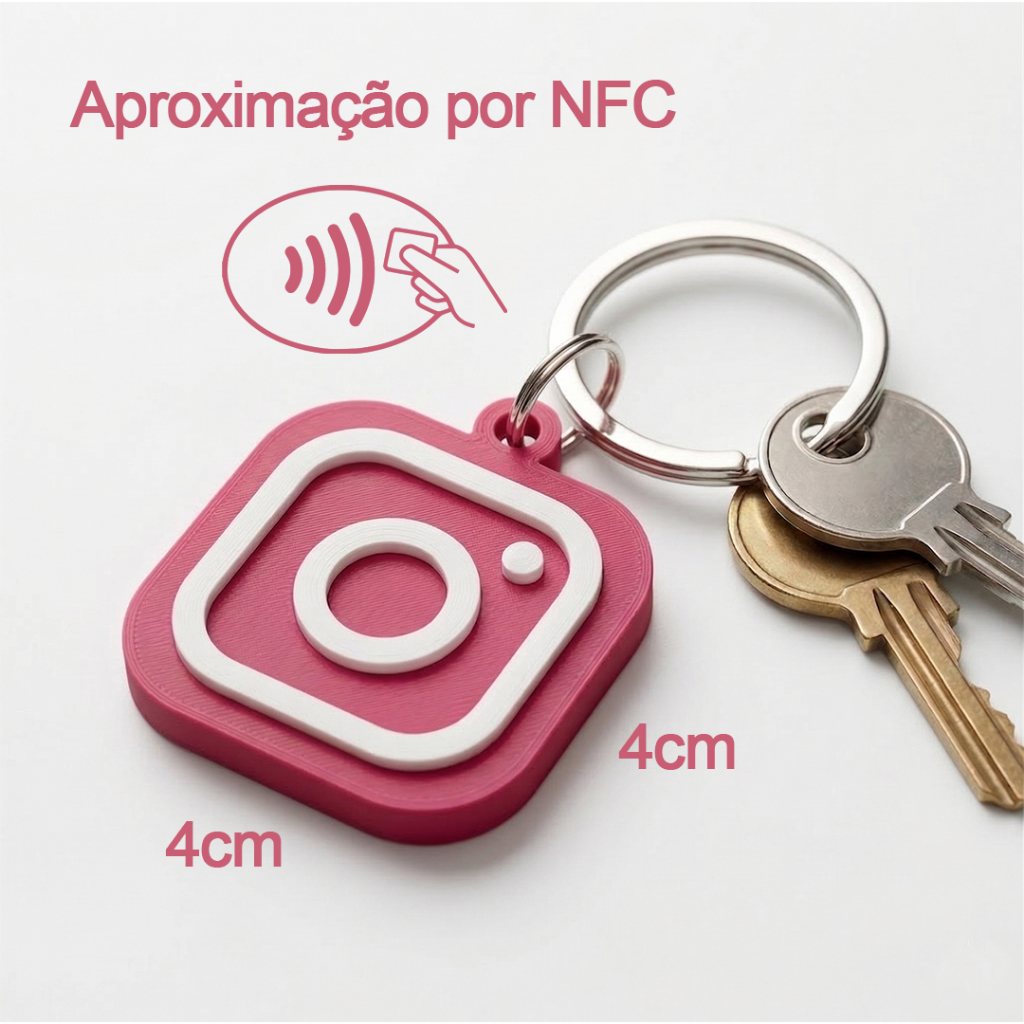 Chaveiro Aproximação NFC Rede Social - Perfil Aproximou Abriu