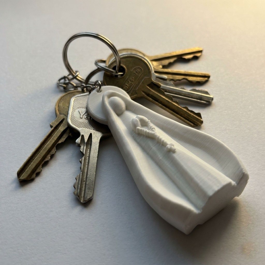 Chaveiro Nossa Senhora Aparecida Fé Religioso Católico Lembrancinha 6,5cm Branco Impressão 3D