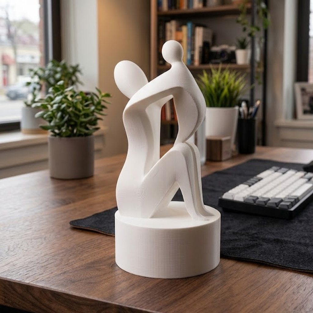 Estátua Minimalista Mãe e Filho - Presente Dia das Mães 18cm (Premium)