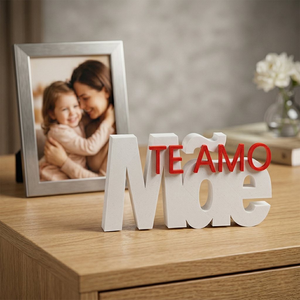 Letreiro Decoração Dia das Mães Mãe Te Amo Presente Criativo 3D Moderno Estante Mesa