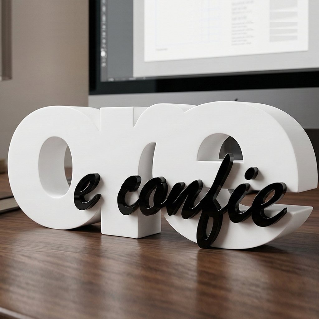 Letreiro Decorativo "Ore e Confie" em Impressão 3D