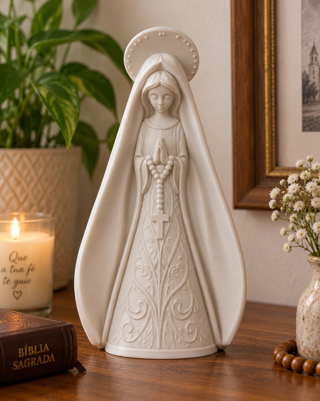 Foto 2 de Nossa Senhora com Terço – Arquivo STL para Impressão 3D