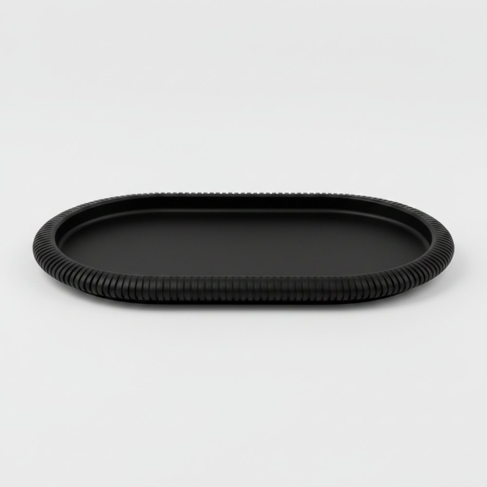 Foto 3 de Bandeja Decorativa Suporte Porta Vela Preto Fosco Design Moderno Luxo Minimalista