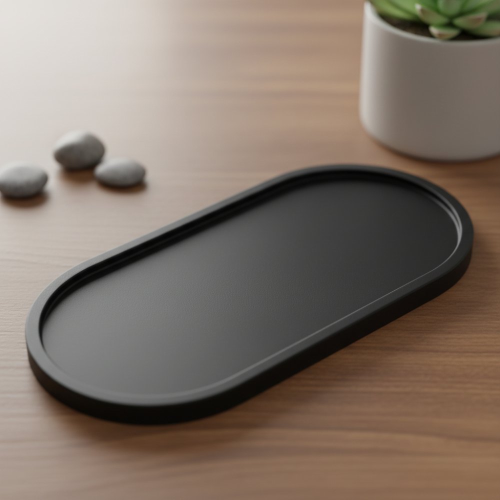 Foto 3 de Bandeja Suporte para Vela Aromática Decorativa Preta Fosca Moderna Minimalista PETG Alta Qualidade