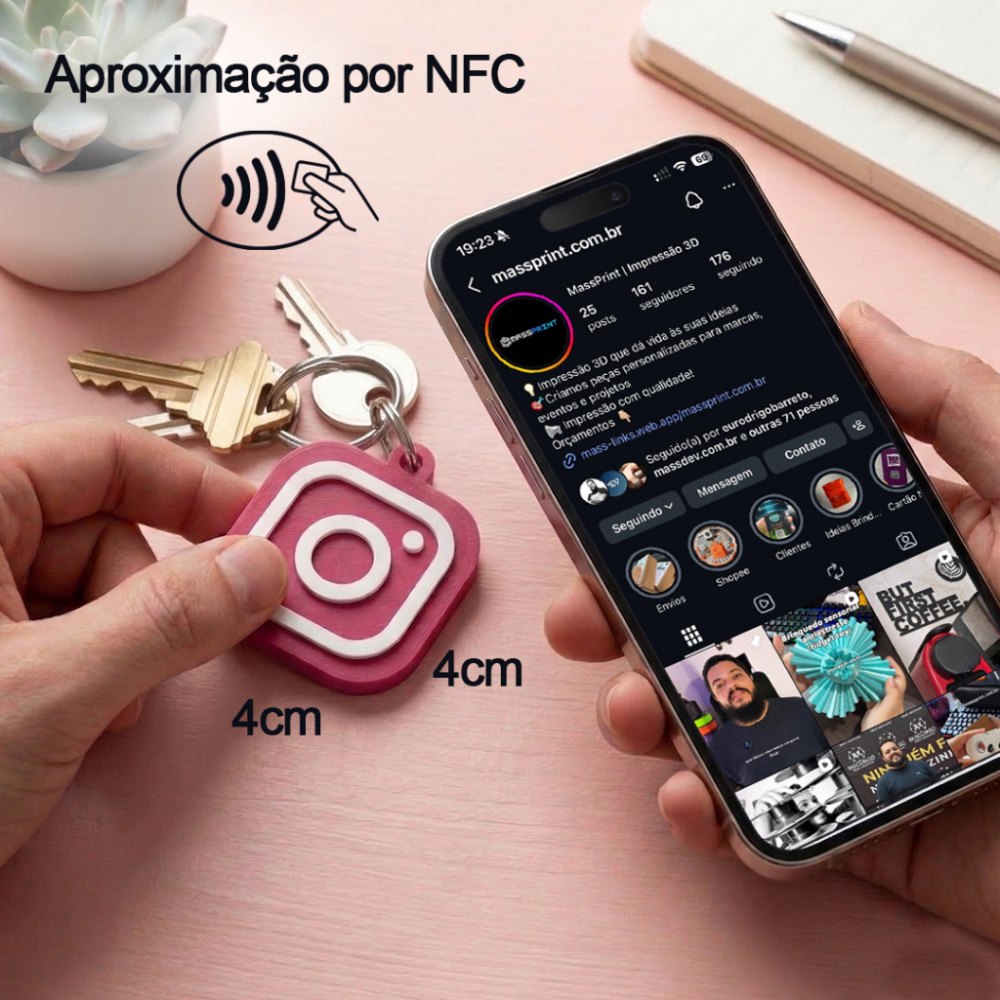 Foto 5 de Chaveiro Aproximação NFC Rede Social - Perfil Aproximou Abriu