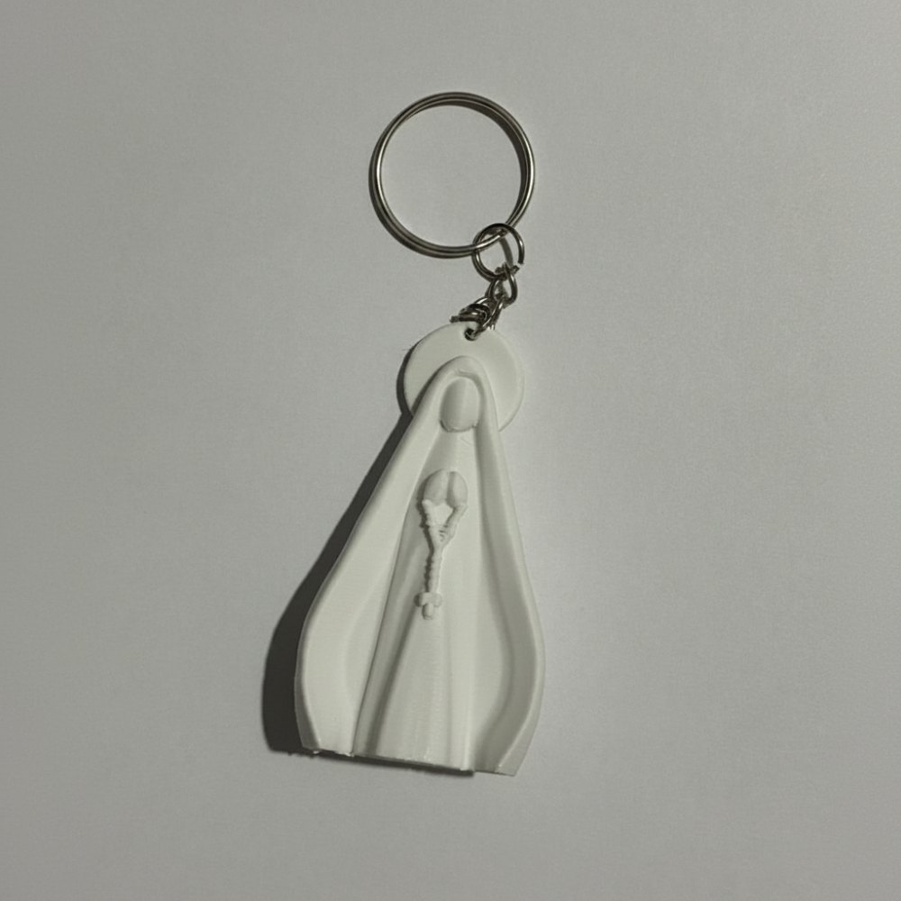 Foto 2 de Chaveiro Nossa Senhora Aparecida Fé Religioso Católico Lembrancinha 6,5cm Branco Impressão 3D