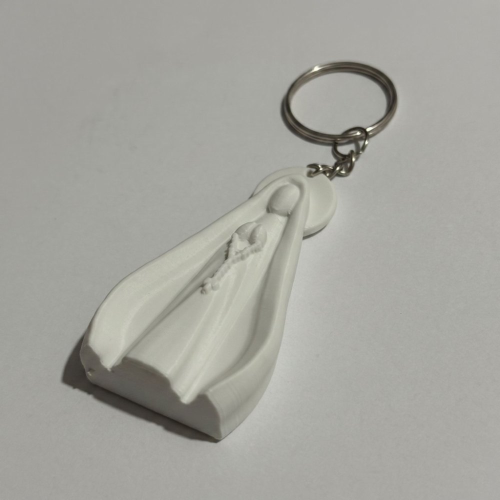 Foto 3 de Chaveiro Nossa Senhora Aparecida Fé Religioso Católico Lembrancinha 6,5cm Branco Impressão 3D