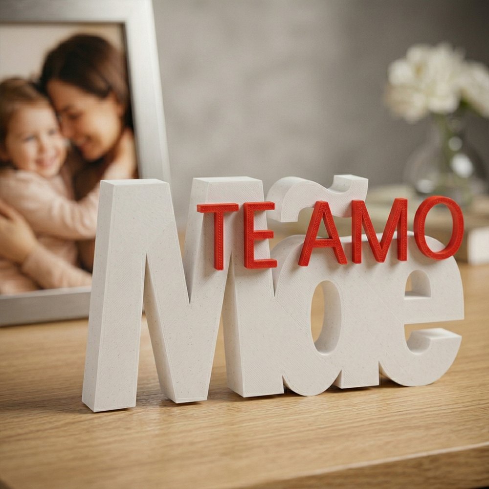 Foto 2 de Letreiro Decoração Dia das Mães Mãe Te Amo Presente Criativo 3D Moderno Estante Mesa