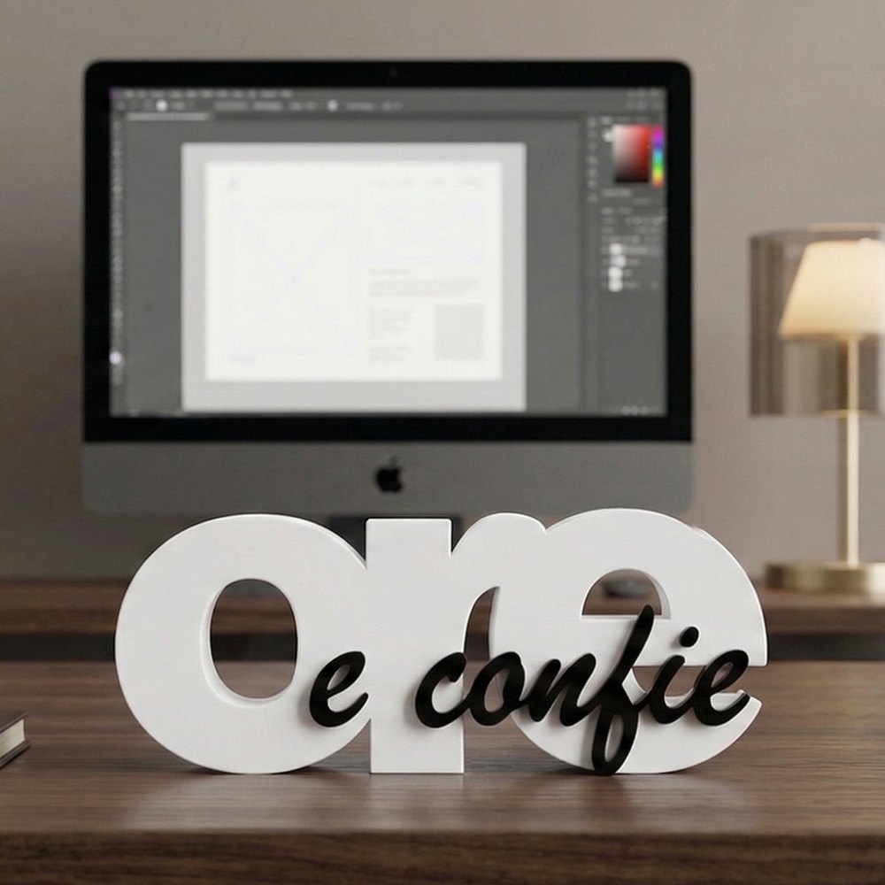 Foto 3 de Letreiro Decorativo "Ore e Confie" em Impressão 3D