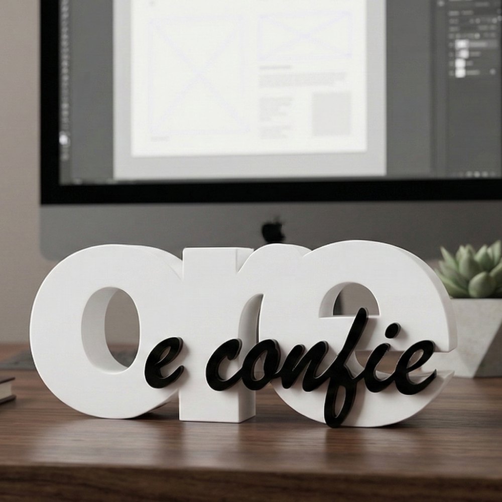 Foto 4 de Letreiro Decorativo "Ore e Confie" em Impressão 3D