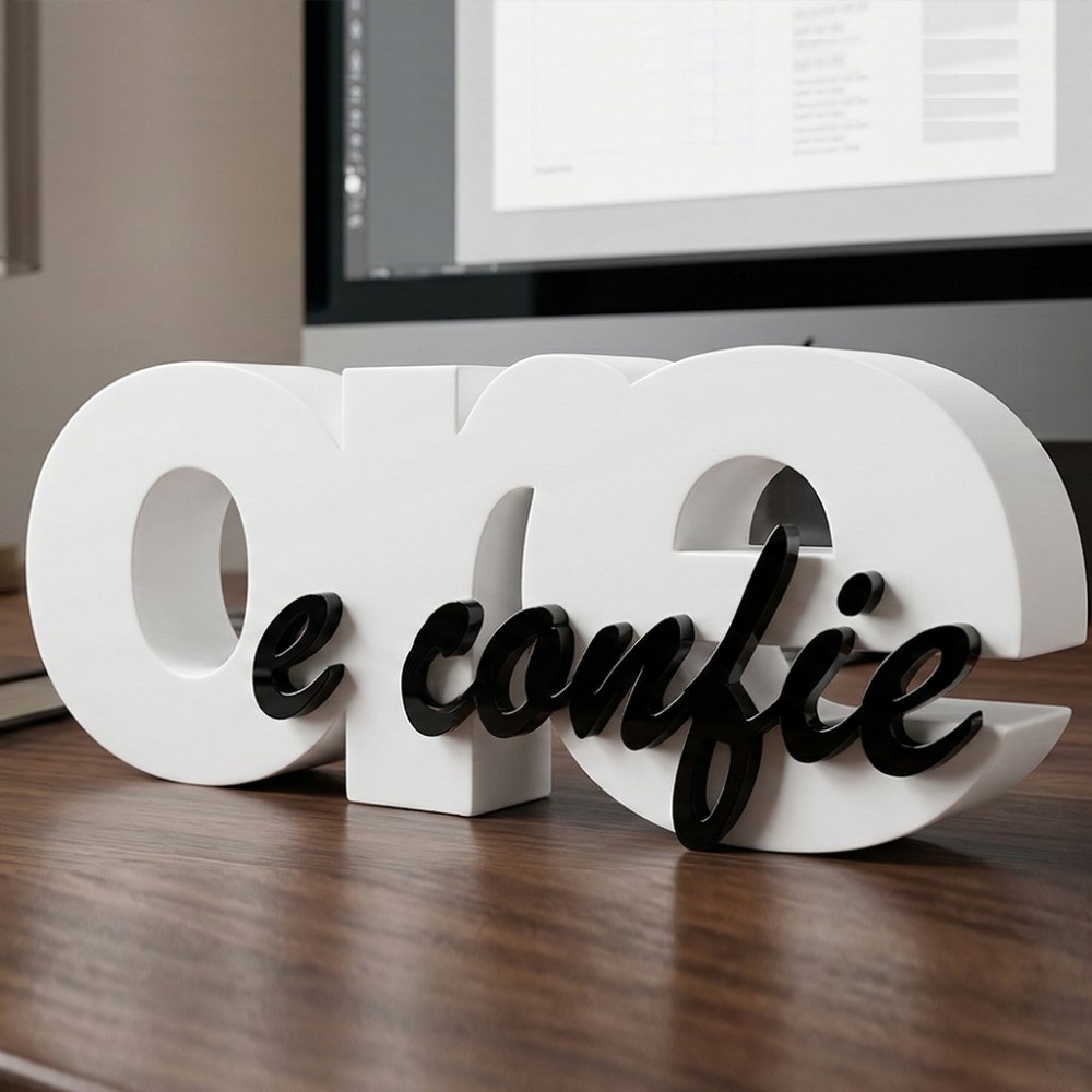 Letreiro Decorativo "Ore e Confie" em Impressão 3D