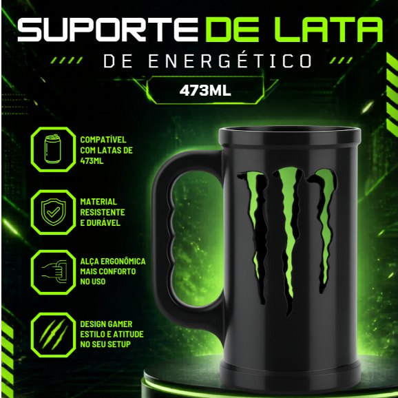 Foto 2 de Suporte Porta Lata De Energético Resistente Preto - Organizador Premium Gamer e Escritório