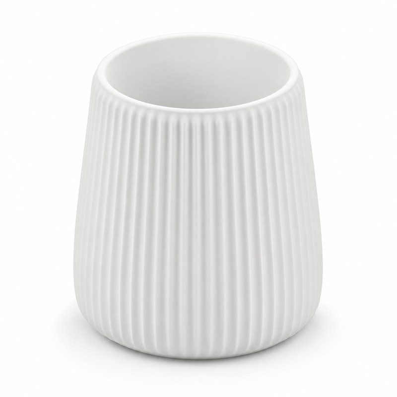 Foto 2 de Vaso Decorativo Alto Canelado Branco Fosco 9cm - Impressão 3D