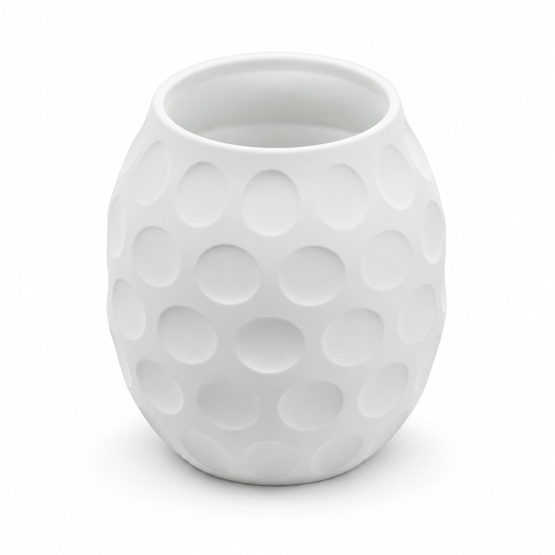 Foto 2 de Vaso Decorativo Arredondado com Cavidades Branco Fosco 9cm - Impressão 3D
