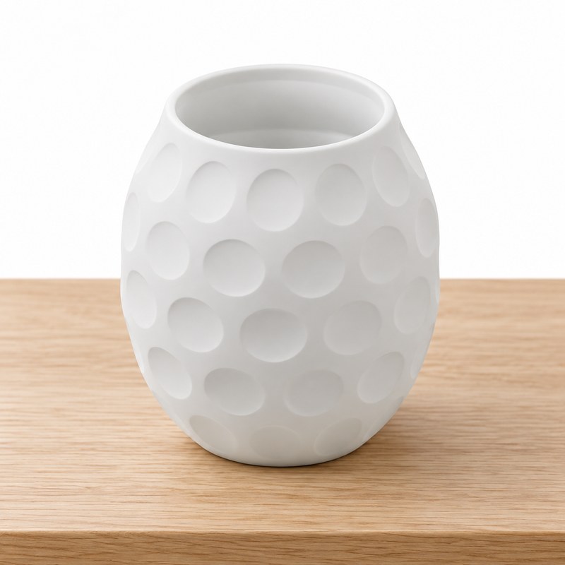 Foto 3 de Vaso Decorativo Arredondado com Cavidades Branco Fosco 9cm - Impressão 3D