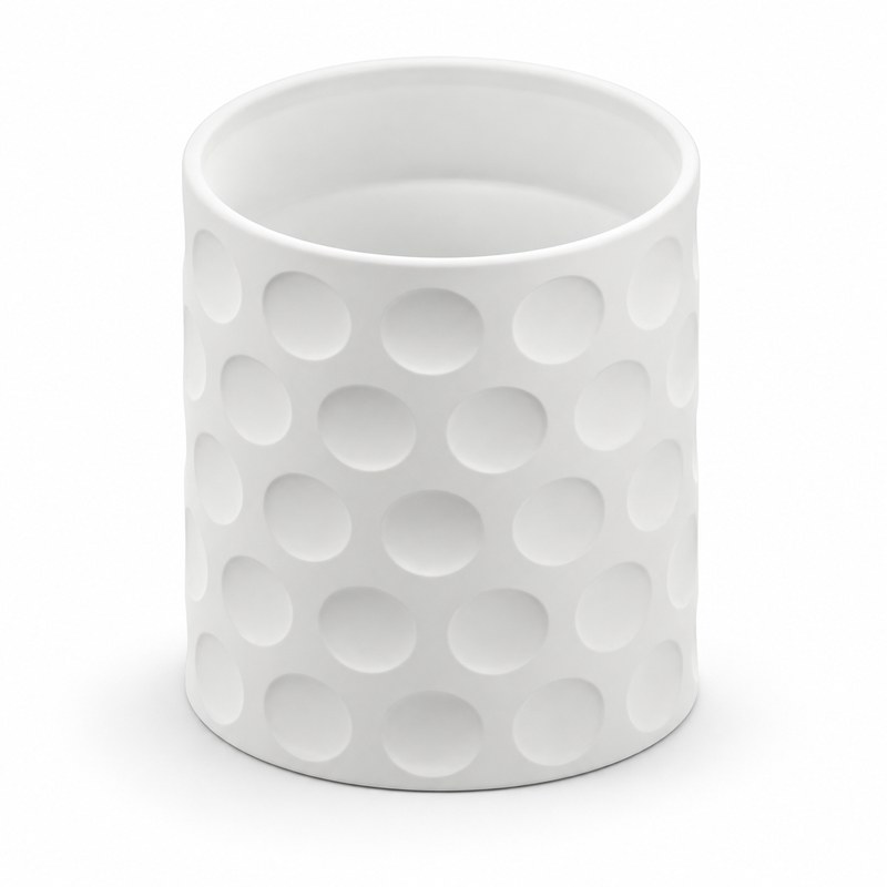 Foto 2 de Vaso Decorativo Cilindro com Cavidades Branco Fosco 9cm - Impressão 3D