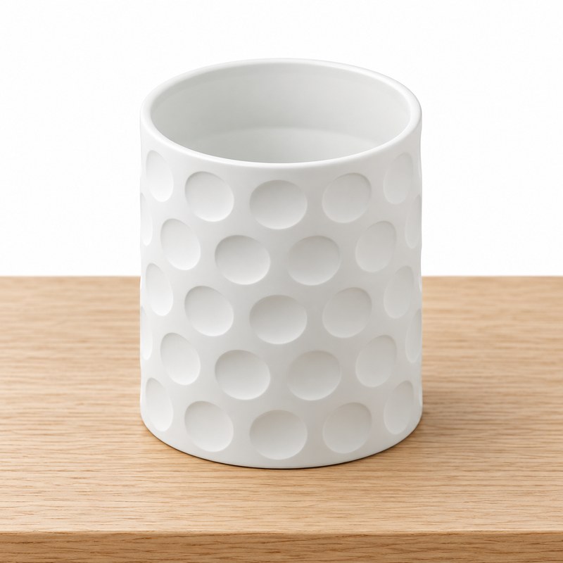 Foto 3 de Vaso Decorativo Cilindro com Cavidades Branco Fosco 9cm - Impressão 3D