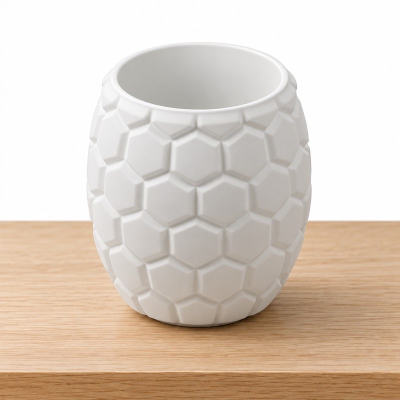 Foto 3 de Vaso Decorativo Colmeia Favo de Mel Branco Fosco 9cm - Impressão 3D