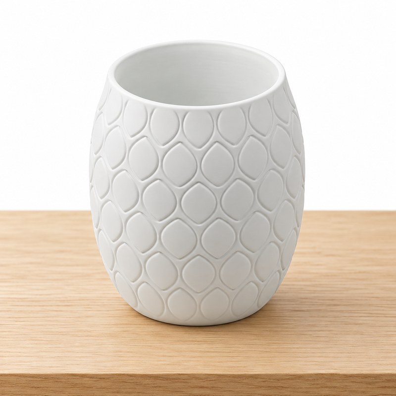Foto 3 de Vaso Decorativo Folhas em Relevo Branco Fosco 9cm - Impressão 3D