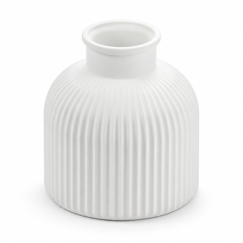 Foto 2 de Vaso Decorativo Garrafa Canelada Branco Fosco 9cm - Impressão 3D
