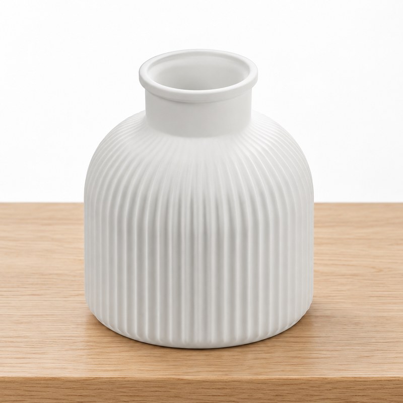 Foto 3 de Vaso Decorativo Garrafa Canelada Branco Fosco 9cm - Impressão 3D